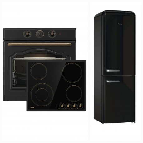 Gorenje BOS67372CLB + EC642CLB + Hisense RB390N4RBD Retro Σετ Οικιακών Συσκευών Ρετρό Μαύρο