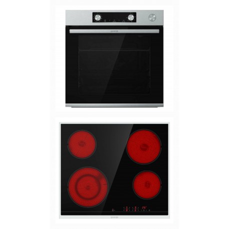 Gorenje BSA6737E15X + ECT641BX Φούρνος άνω Πάγκου με Κεραμικές Εστίες Inox